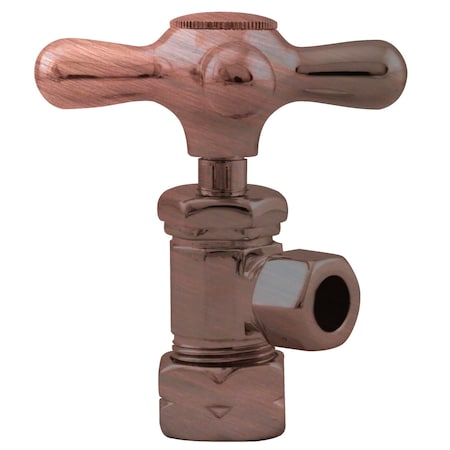 Cross Handle Angle Stop Shut Off Valve 1/2-Inch Copper Pipe Inlet W/ 3/8-Inch Compression Outlet In